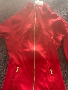 lululemon athletica Red Bomber Jacket with Gold Zipper